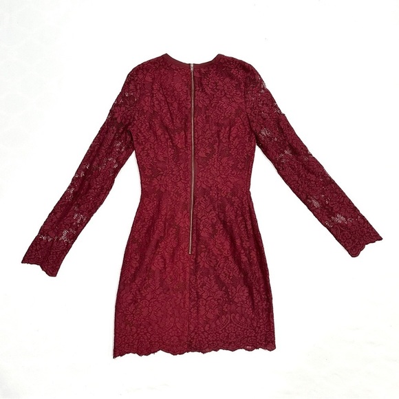 The Jetset Diaries “The Ruins” Cranberry Red Lace-Up Bodycon Lace Dress - Picture 8 of 11